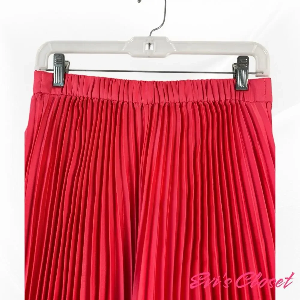 J.Crew Factory Women’s Pleated Petite Midi Skirt Guava Size PM NWT